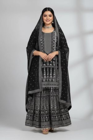Black Ethnic Printed Kurta Set with Dupatta