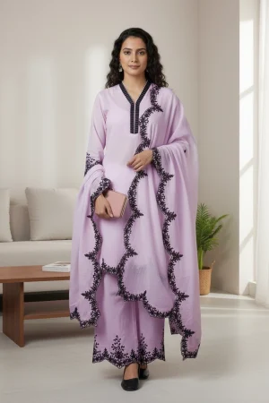 Elegant Purple Kurta Palazzo Set with Dupatta