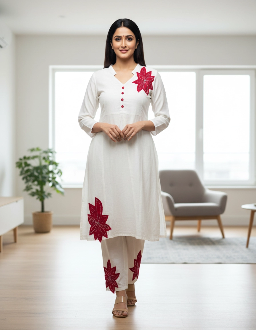 women kurti set, black kurti pant set, floral kurti, office wear kurti, ethnic set for women, daily wear kurti, ladies kurti pant